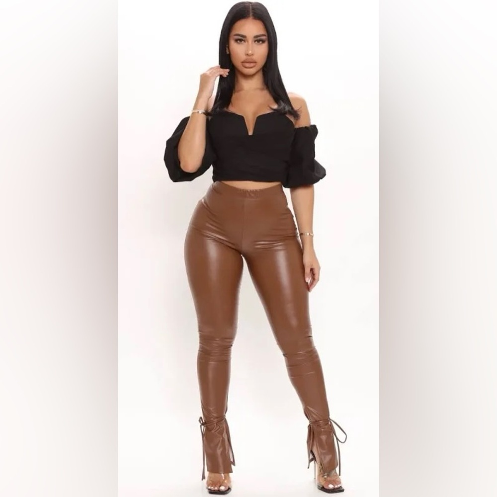 Tie me down faux leather pants (fashion nova)